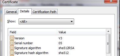 Confirming the signature algorithm