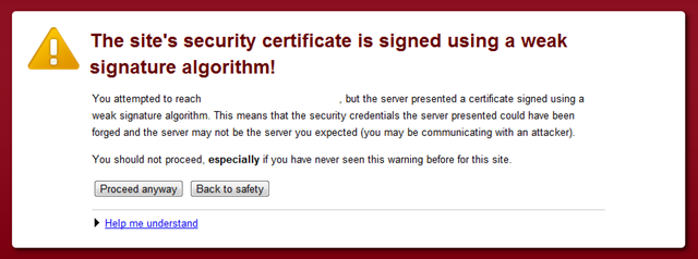 Solved: Chrome v18, self signed certs and “signed using a weak signature algorithm”