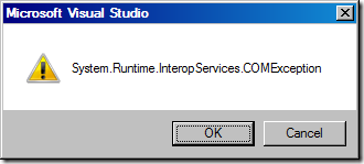 Visual Studio 2008 - COMException when loading web project - Solution